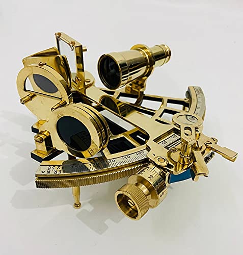 Kelvin & Hughes Solid Brass Sextant – Vintage Reproduction Maritime Nautical Astrolabe