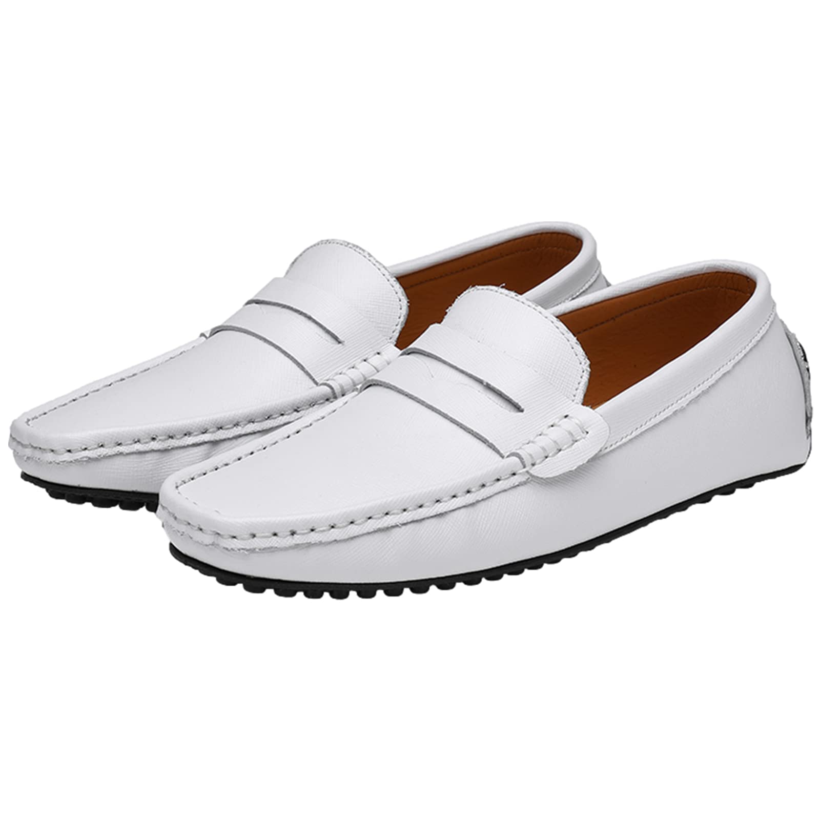 ANUFER Hombres Clásico Mocasines Plana Ponerse Suave Cuero Partido Mocasines Zapatos de Conducción