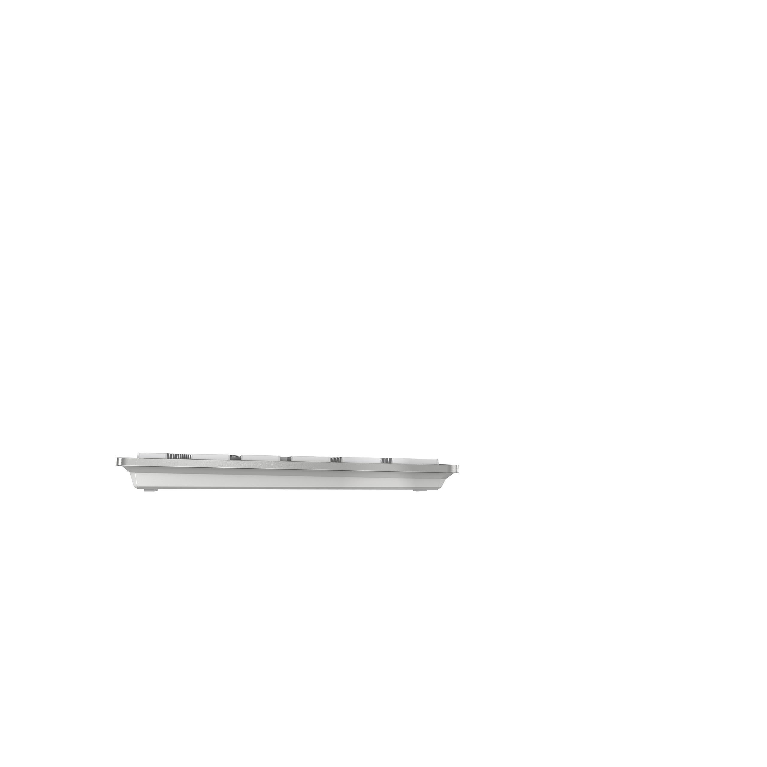 CHERRY KW 9100 SLIM FOR MAC, Tastiera Mac Senza Fili, Layout per gli USA (QWERTY), Connessione Bluetooth o Wireless 2,4 GHz, Tasti Piatti, Ricaricabile, Bianco-Argento