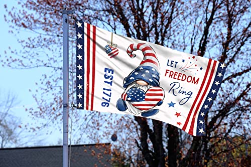 4Th Of July Gnome Flags 3X5 Ft For Outside, Patriotic American Gnome With Love Heart Double Sided Yard Flags,Big Large Seasonal Summer Banners For Outdoor,Memorial Independence Day Decorations With Brass Grommets For Farmhouse Holiday Party #TOP1