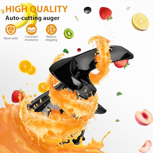 Pukomc Cold Press Juicer,5.8" Wide Feed Chute Juice Extractor Machine with 300W,Slow Masticating Juicer for Whole Vegetables & Fruits,High Juice Yield,Easy to Clean,Grey - Image 4