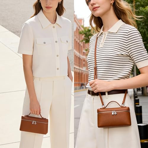Image of DORIS&JACKY Small Leather Crossbody Bag for Women Designer Mini Top Handle Clutch Phone Bag with Adjustable Shoulder Strap