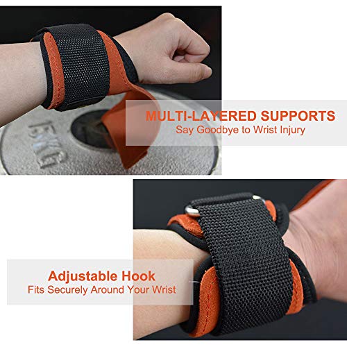 pedkit Las para levantamento de peso com ganchos Las de levantamento de couro para levantamento de p