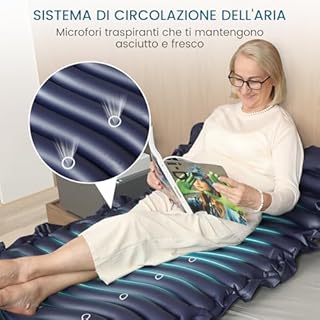 Kekoy Materasso Antidecubito per Anziani a Pressione Alternata: Micro prese d'aria, Pompa Silenziosa, Impermeabile | Materassino Antidecubito per Ospedali, Case, Letti Medici - 190 x 91 cm (Blu)