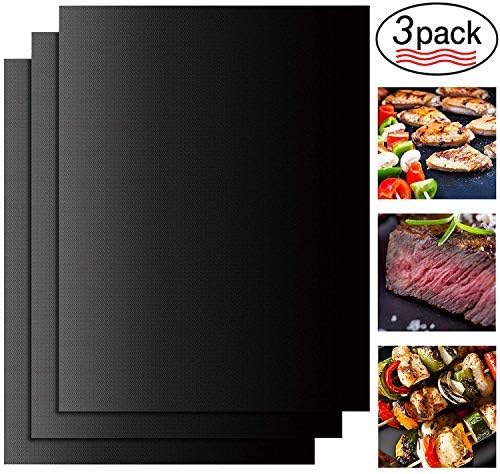 safova Nonstick BBQ Grill Mat, Barbeque Grill Mat Perfect for Charcoal, Electric and Gas Grill - Reusable, Easy to Clean - Set of 3 Mats - Essential Grilling Accessories for Home Cooks and Grillers
