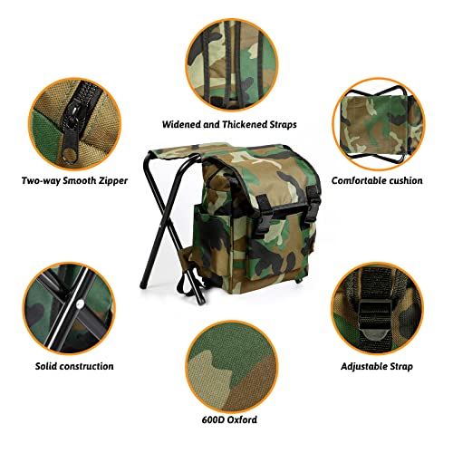 Camping Stool, Portable Folding Stool, Big Capacity Collapsible Lightweight BBQ Fishing Chair with Picnic Bag, Seat for Outdoor, Hiking, Travel, Beach