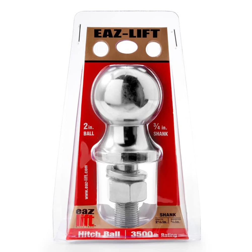 Eaz-Lift 48223 2" Hitch Ball with 3/4" Shank -Chrome Plated Heavy Duty Steel 3,500 lb Rating