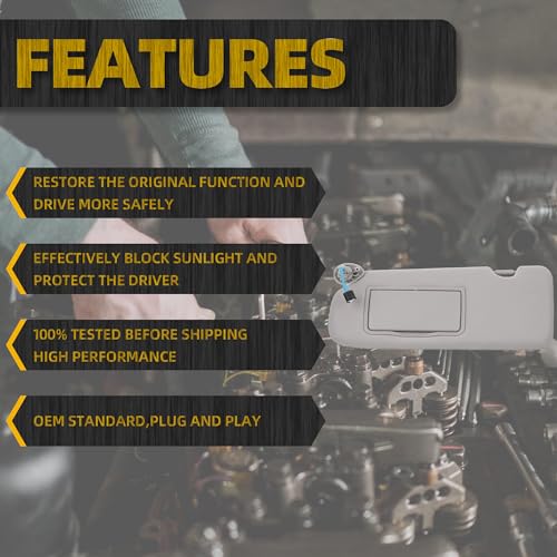 image for Dasbecan Left Driver Side Sun Visor Compatible with Honda CRV CR-V 201