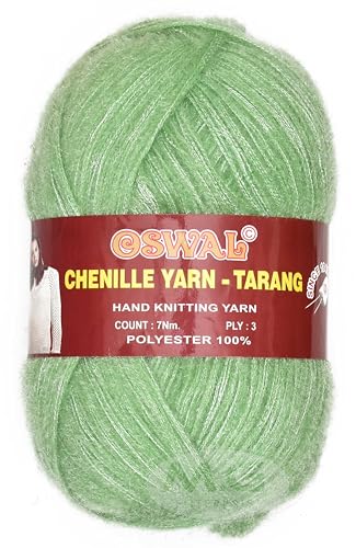 Image of M.G ENTERPRISE Knitting Wool Yarn, Soft Fancy Feather Wool Apple Green 100 GMS Best Used with Knitting Needles, Soft Fancy Wool-XE Art-HFA