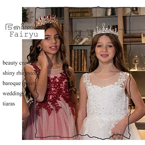Image of Foyte Baroque Queen Crown and Tiaras Sparkly Rhinestone Wedding Crown Bride Tiaras Royal Princess Full Tiaras Headpieces for Women and Girls