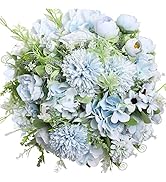Nubry 3pcs Artificial Flowers Bouquet Fake Peony Silk Hydrangea Wildflowers Arrangements with Ste...