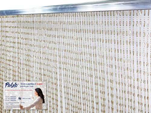 tex family Pablo © Rideau à Perles Anti-Insectes, en PVC, Anti-Bruit, Barre Metallique (Cm. 120x220, Beige)