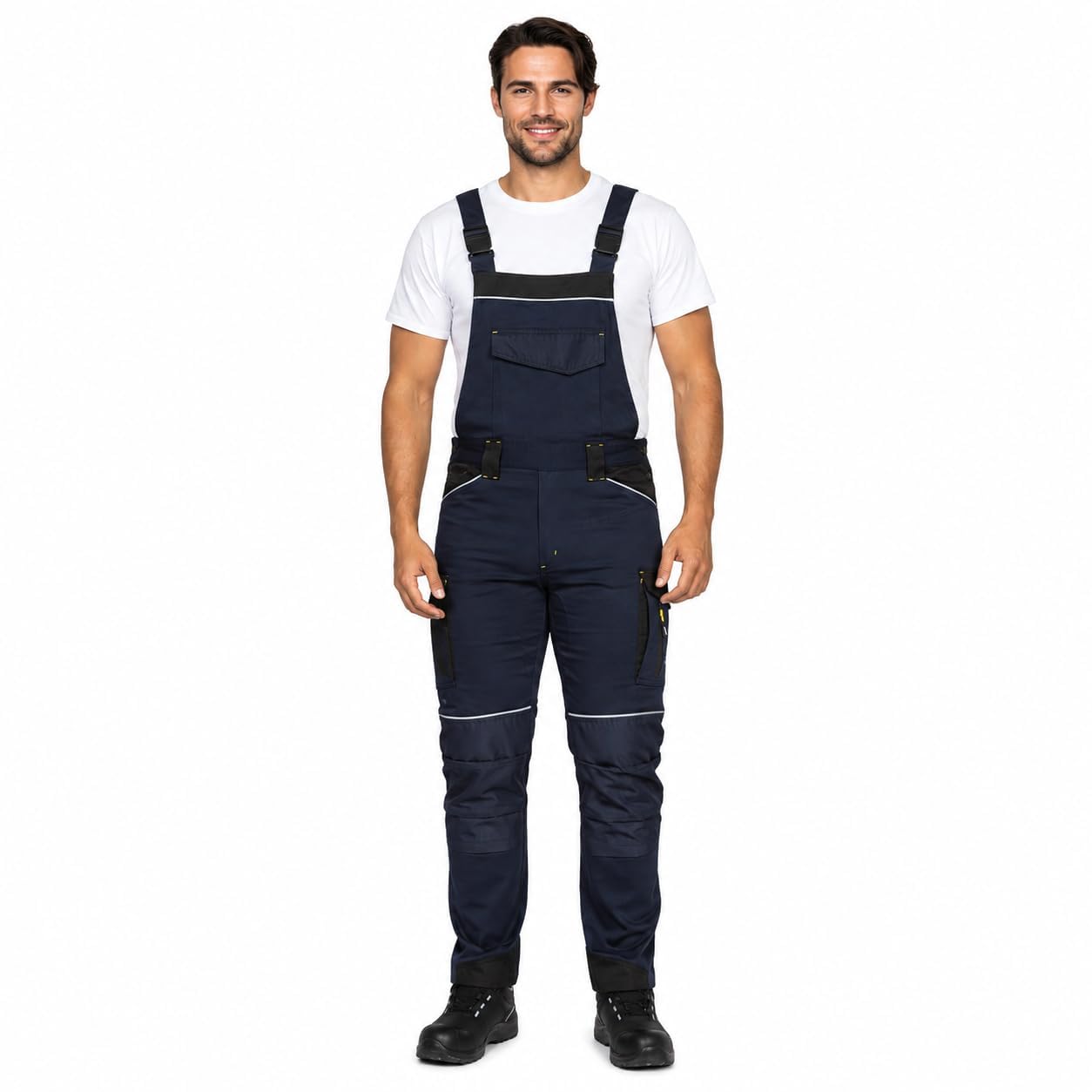BWOLF Daytona - Salopette da lavoro da uomo, elasticizzato, 97% cotone, 3% elastan, con rinforzo Oxford 600D, riflettori, tasche multifunzione