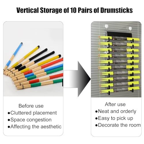 Soporte de Acrílico para Baquetas Montado en Pared YLLFFLL, Organizador de Baquetas para 10 Pares, Gran Capacidad miniatura 3