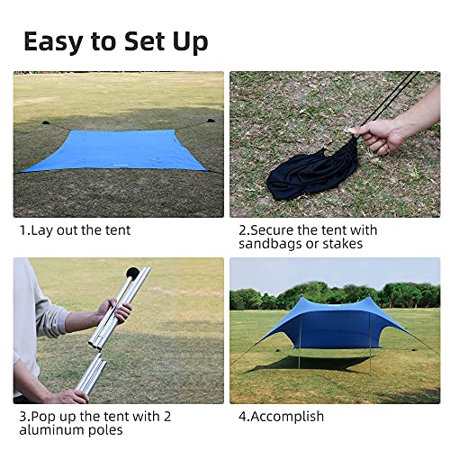 Image of AKASO Beach Tent, Portable Beach Canopy Sun Shelter UPF50+ for 6-8 People, for Beach, Camping Trips, Fishing, Backyard or Picnics (10x10 FT with 2 Poles)
