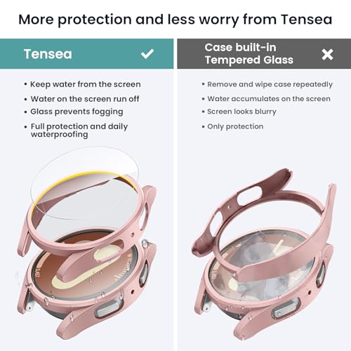 Image of Tensea [5+5Pack for Samsung Galaxy Watch 7 Screen Protector Case 40mm Accessories, Hard PC Bumper /HD Anti-Fog Tempered Glass Protective Film, Face Cover Set, Galaxy Watch 7 Case for Women Men