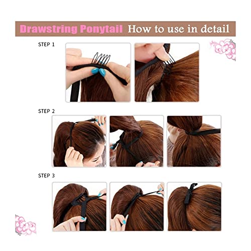 Extensión de cola de caballo ondulada con cordón ajustable para mujer 7