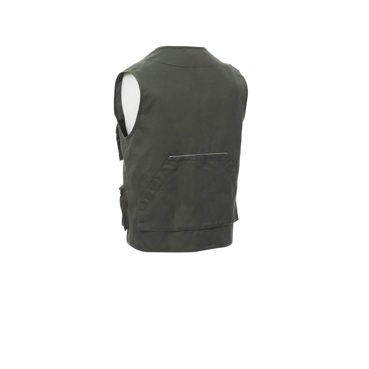 PAYPER Pocket Gilet Estivo Unisex da Uomo Donna Misto Poliestere Multitasche Chiusura Zip Reversibile Bande Reflex Pesca Caccia Lavoro Verde Militare