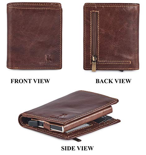 HIDE & SKIN Manchester Genuine Leather Wallet with Detachable Card Case for Men, VINTAGE TAN, 19.5 X 11 Cm, Minimalist2