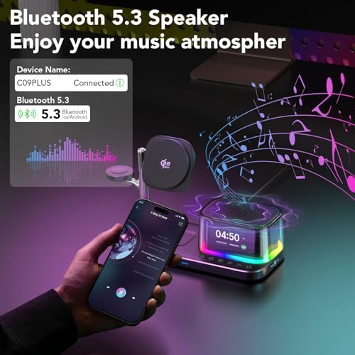 7 in 1 Alarm Clock with Wireless Charging,Charging Station with Night Light