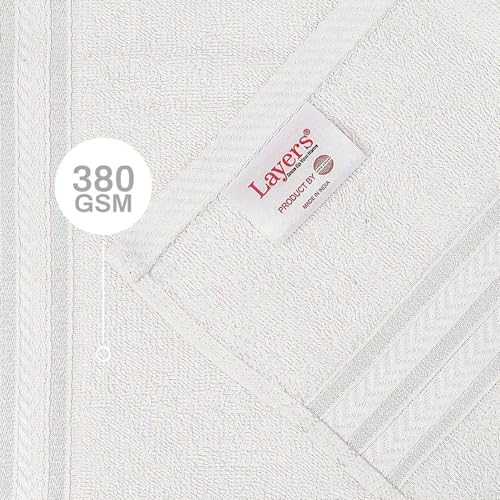 Image of Layers 100% Cotton Bath Towel | True Care Collection | 380 GSM Super Absorbent | Soft & Quick Dry | Shrink & Pill Resistant | White Solid Minimalist | 1 Piece for Men & Women | 60 x 120 cm