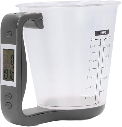 Báscula de taza medidora, cocina portátil para el hogar, 2.2lbs, báscula electrónica digital de alimentos con pantalla LCD para condimentos de café