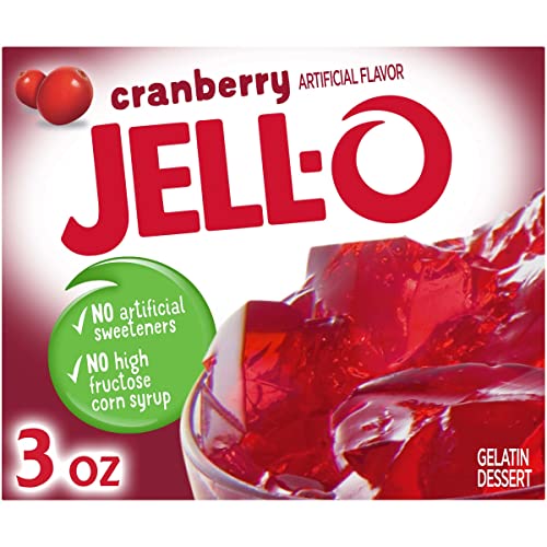Image of Jell-O Gelatin Dessert Mix, Cranberry Flavor, Classic Fruit Gelatin for Desserts, Salads & Holiday Recipes, 3 oz (Pack of 24)
