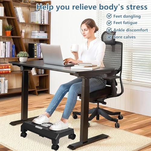 Image of Foot Rest for Under Desk at Work - Ergonomic Foot Stools for Under Office Desk - Rocking Footrest with Roller Massager - Leg Rest for Chair, Computer Gaming - Promote Leg Circulation (Style 4, Black)