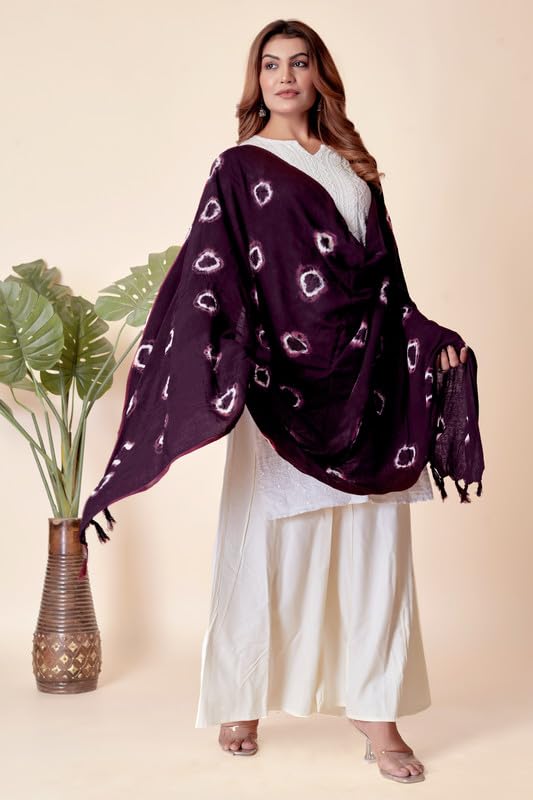 Image of Traditional Bandhani Dupatta for Women Soft Cotton Blend with Tie-Dye Print and Elegant Design for Ethnic