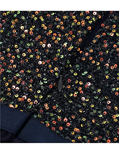 Meetjen Women's Formal Party Dress, Sequin Long Prom Dress, Modest V-Neck Wedding Guest Dresses, Glitter Chiffon Evening Gown Navy M #TOP4