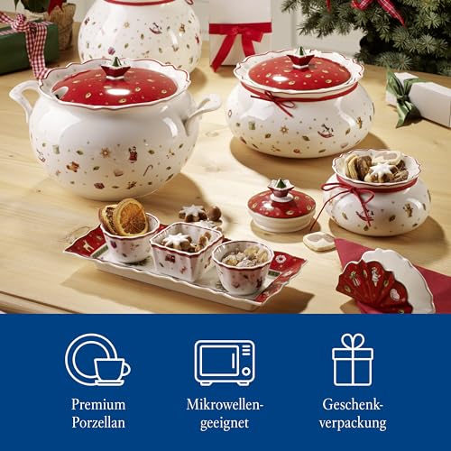 Villeroy & Boch - Toy's Delight Dip Set 4 Teilig, Servierplatte mit Schälchen, Dipschälchen Set Weihnachten, Tischdekoration Toys, Serviertablett, Schalen, Weihnachtsgeschirr, Premium Porzellan