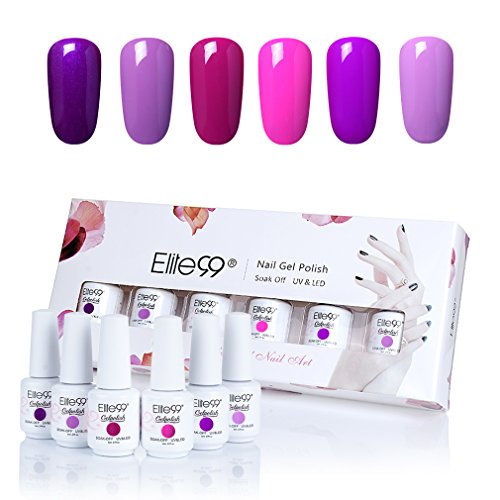 Elite99 Gel Polish Soak-Off Gel Nail Polish UV LED Nail Art Box Set of 6 8ml C007