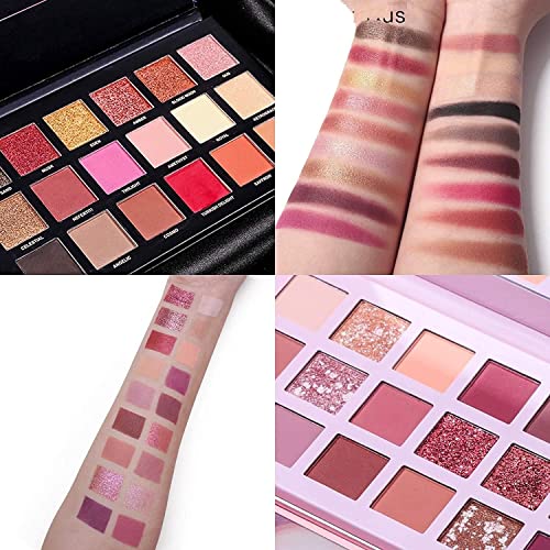 Image of Beauty Rose Gold Remastered + Nude Edition Eyeshadow Palette Combo Kit - 36 Matte and Shimmer Finishes, Includes Black Eyeshadow - Complete Eye Shadow Palette Set