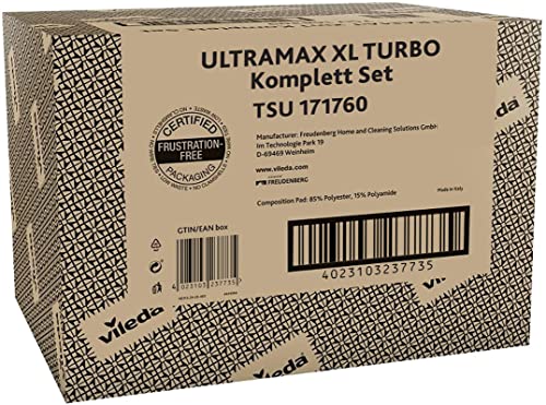 Vileda Ultramax Turbo XL Wischmopp Komplett Set | XL Bodenwischer mit Teleskopstiel &...