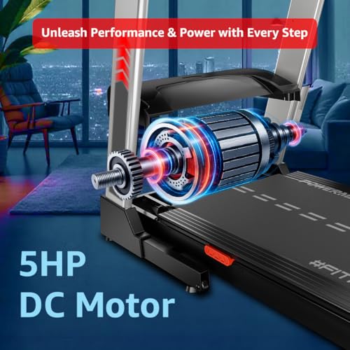 Image of PowerMax Fitness TDA-125 5.0HP DC Motorized Treadmill with Auto Incline, Max User 130kg, Running Deck 1300x460mm Vertically Foldable Machine, Top Speed 18km /hr, LED Display, ipad & Mobile Holder