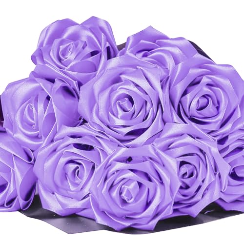 Image of Mauproy 1-1 /2 Inch Wide Lavender Purple Satin Ribbon, 50 Yards Solid Polyester Fabric Ribbon for Roses Making, Gift Wrapping, Wedding Decorations, Crafts, Bows