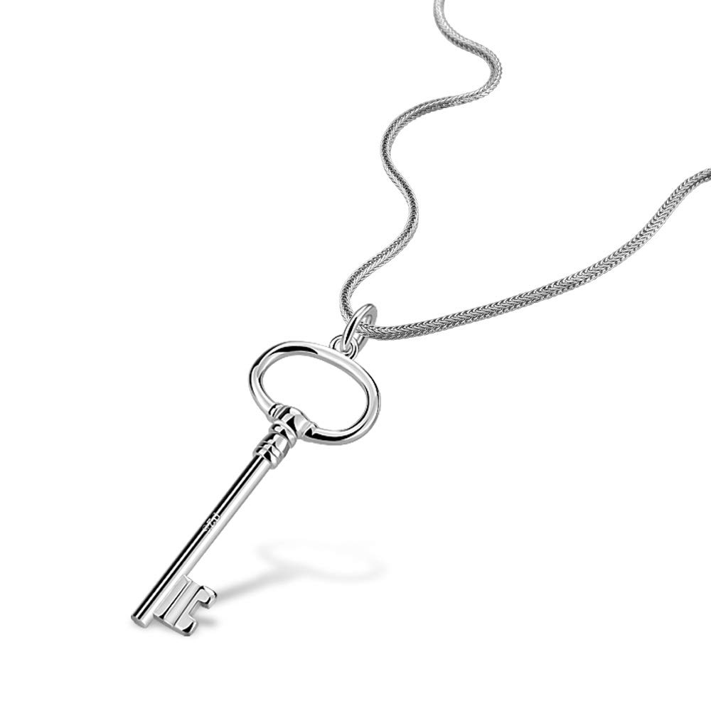 Dankadi Classic female original silver necklace 925 silver key pendant necklace minimalism 45-60cm snake chain jewelry lobster clamp clasp