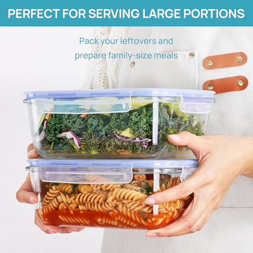 Image of Vtopmart 2Pack 1860ml /63oz Large Glass Storage Containers With Lids, Blue