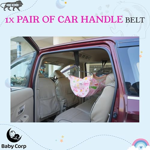 Image of Car Cradle Belt for 0 to 3 Year | Baby Travel Kit with Adjustable Overhead & Handle Nylon Straps