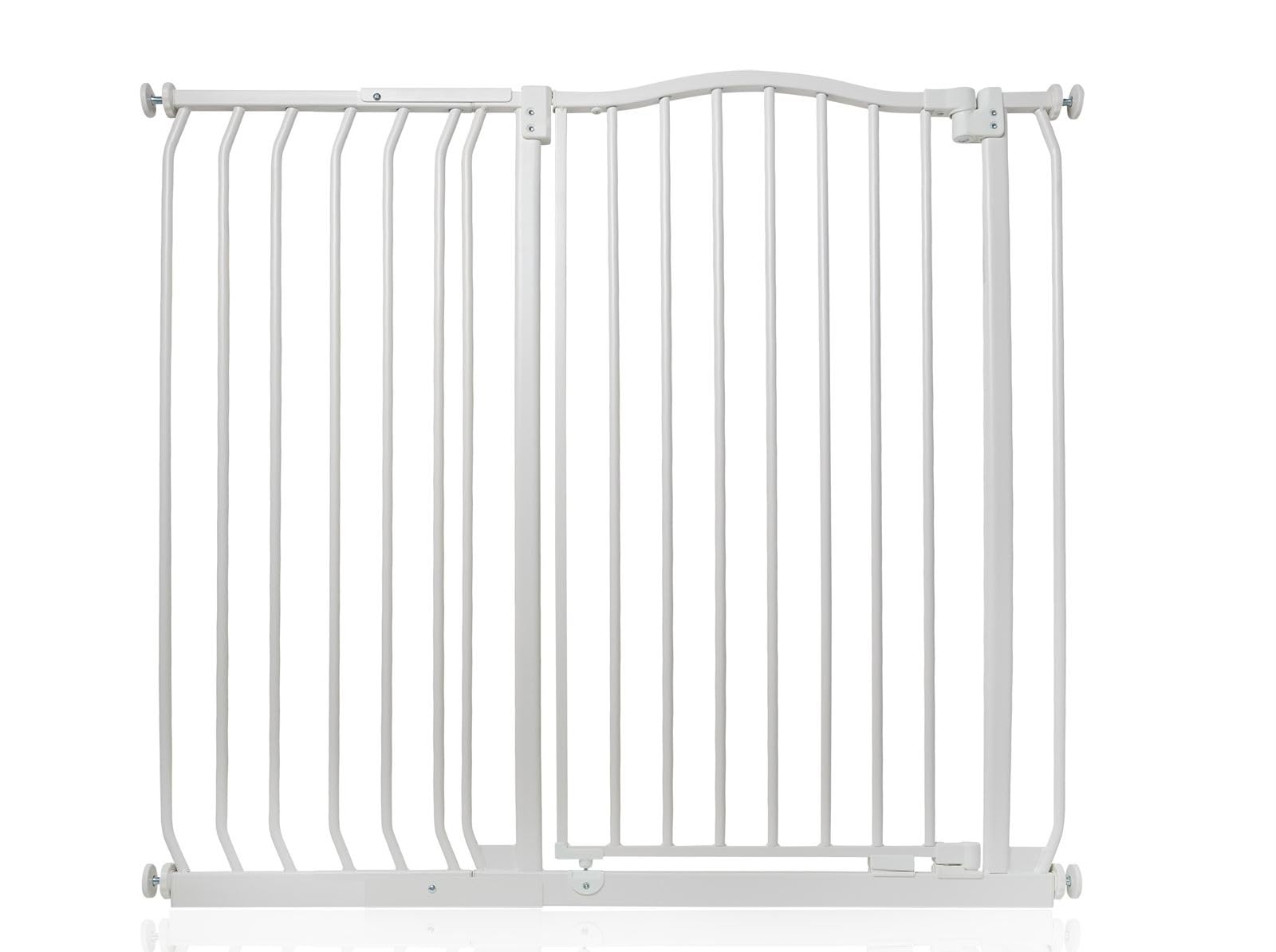 Safetots Matt White Extra Tall Curved Top Safety Gate, 107Cm - 116Cm, Extra Tall 100Cm In Height, Pressure Fit Stair Gate, Baby Gate For Doors Hallways And Spaces, Safety Barrier, Easy Installation