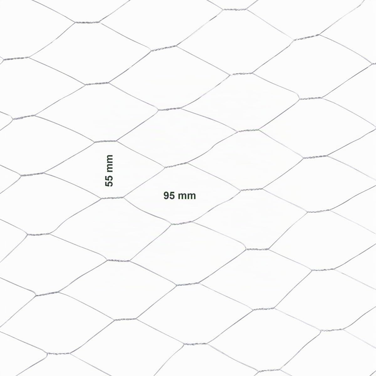 Garmix Treillis Hexagonal | Grillage Clôture pour Poulailler Lapin Enclos Parc Jardin | Fils de Fer 0,7 mm galvanisé, maille 50mm (150cm x 25m)