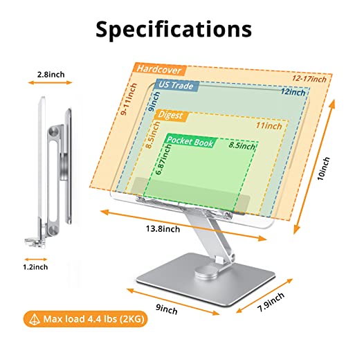 Supedesk Book Stand Acrylic,Swivel,Transparent Plate,360° Rotate,Height Angle Adjustable,Foldable,Book Holder For Reading,Laptop Stand,Wfh,Study,Typing Stand,Minimalist #TOP2
