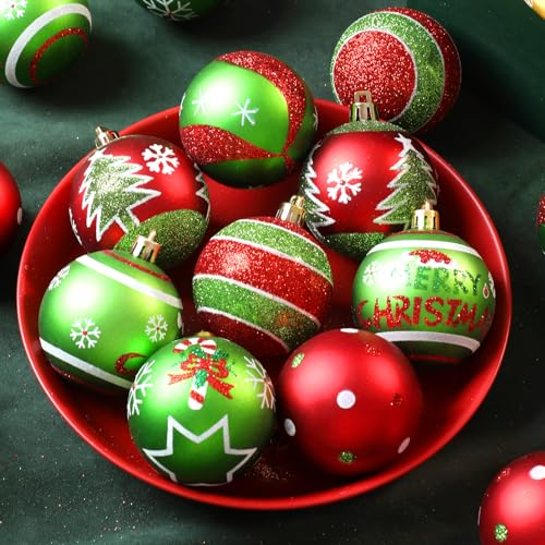 Boule de Noël extérieur scintillante rouge verte Lanpn 30pcs - 3