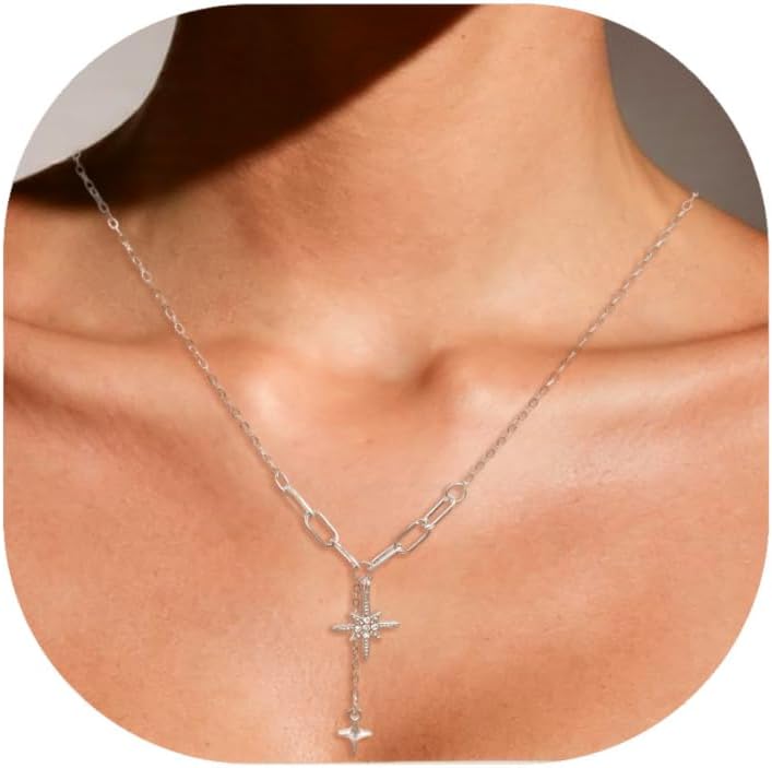 Y2k Irregular Necklace Star Pendant Moonlight Stone Fashion Collar Chain Design Spicy Silver Jewelry for Women