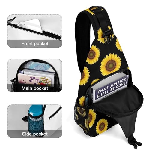 Fashion Day Pack Small Cross Body Backpack Sling Shoulder Bag Chest Bag For Men And Women Floral Sunflower4