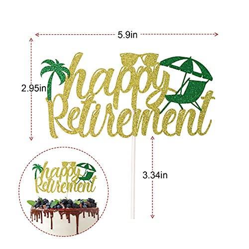 Happy Retirement Cake Topper, Retirement Party Decorations, Beach Theme Officially Retired Cake Decor, Pre-Assembled, Double-Sided Glitter #TOP1