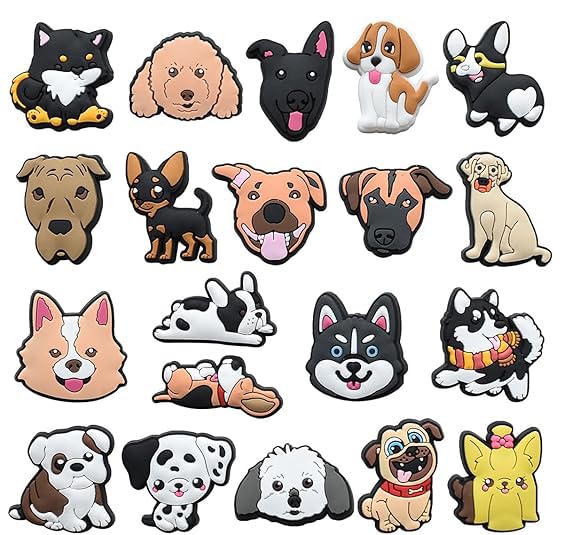 MLUJKG 20PCS Cute Dog Breed Shoe Decoration Charms Set, Puppy Pet Charms Accessories Fit for Shoe Wristband Sandals, for Party Favor Holiday Birthday Gifts