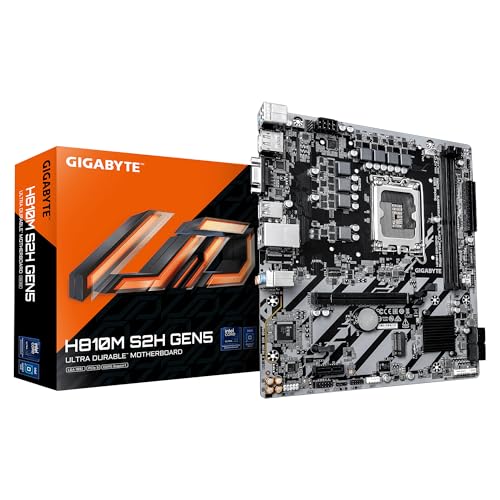 GIGABYTE H810M S2H GEN5 Carte Mère – Processeurs Intel Core Ultra (Série 2), VRM 4+1+2 Phases, Jusqu’à 6400 MHz DDR5, 1× M.2 PCIe 4.0, LAN 1 GbE, USB 3.2 Gen 1
