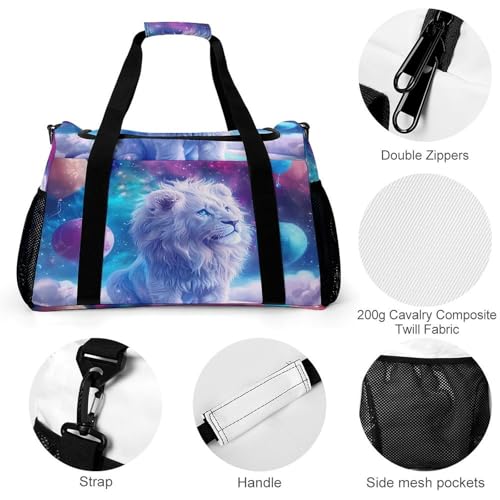 Outers-Spacees Liones Gym Bag Travel Duffle Bags Shoulder Carry On Weekender Bag Hangbag for Women Men3