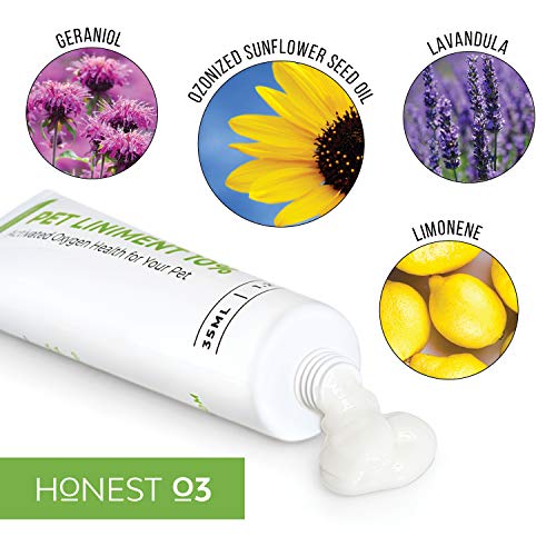 Honest O3 Pet Liniment 10% Ozone Oil | Ozone Infused Multipurpose Veterinary Cream | Animal Ointment | 1.2 Ounces #TOP1